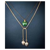 Set of 2 Gold-Tone Dainty Heart Necklaces