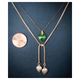 Set of 2 Gold-Tone Dainty Heart Necklaces