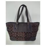 Authentic Coach Signature Series Brown Leather/Canvas Matching Purse & Wallet