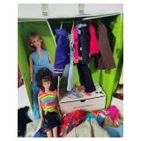 Barbie & Francie Vintage Doll Trunk + Dolls & Accessories