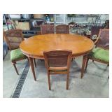 Henredon Mid Century Table + Five Chairs