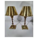 Brass Piano Lamp & Asst Candleholders