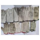 Seven Pair Leather Work Gloves