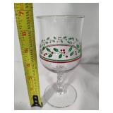 Libbey 'Holly Berry' Glasses & Season's Greetings Glass Serving Plate