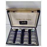 Silver Plated Cobalt Salt & Pepper Set + Gravy Boat