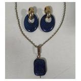 Lapiz Lazuli Pierced Earrings & Pendant