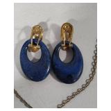 Lapiz Lazuli Pierced Earrings & Pendant