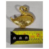 Gold Tone Swan Perfume Locket/Brooch