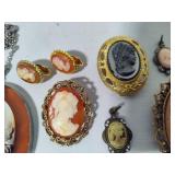 Pretty Cameo Collection of Pins/Earrings/Pendants