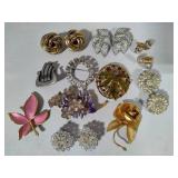 Stamped Vintage Brooches & Clip Earrings