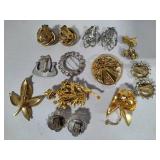 Stamped Vintage Brooches & Clip Earrings