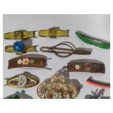 Owl Brooches & Asst Vintage Hair Clips/Pins