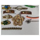 Owl Brooches & Asst Vintage Hair Clips/Pins