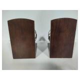 Pair of Brass & Wood Globe Style Book Ends