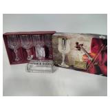 Longchamp Gold Crystal d'Arques Goblets *New in Box* & Butter Dish