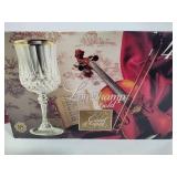 Longchamp Gold Crystal d'Arques Goblets *New in Box* & Butter Dish