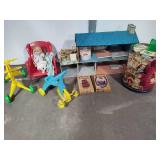 Vintage Metal Doll House, Furniture & Misc Toys
