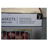 Wire Baskets with Wooden Lids set o...