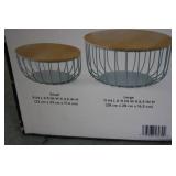 Wire Baskets with Wooden Lids set o...