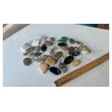 Mixed Gemstone Pendants - Jaspers, Jade, Agate (Lot of 42 Pendants)