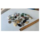 Mixed Gemstone Pendants - Jaspers, Jade, Agate (Lot of 42 Pendants)