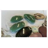 Mixed Gemstone Pendants - Jaspers, Jade, Agate (Lot of 42 Pendants)