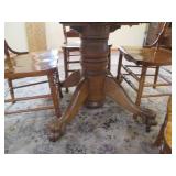 Gorgeous wood round pedestal dining...