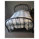 Black tubular metal full size bed w...