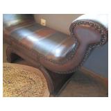 Beveled edge pleather bench looks p...