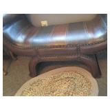 Beveled edge pleather bench looks p...