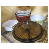 Stoneware crocks, glass bakeware an...