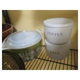 Stoneware crocks, glass bakeware an...