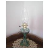 Vintage green/blue tone glass oil l...