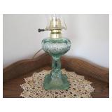 Vintage green/blue tone glass oil l...