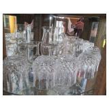 Cut glass Pitcher with matching dri...