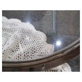 Wood framed glass serving tray and ...