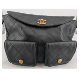 Chanel Black Quilted Leather Shoulder Bag - Gold CC Turn-Lock - Made in Italy