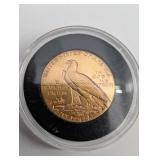 1909 Five Dollar Indian Head Gold Coin