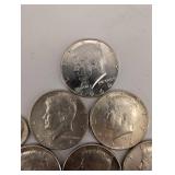Lot Of 6 1964 Kennedy Halves And 1 90% Silver Dime