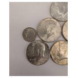 Lot Of 6 1964 Kennedy Halves And 1 90% Silver Dime