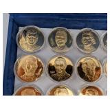 Presidential Coin Collection: 24K Gold Electroplated on Sterling Silver in Blue Display Case (1560g Total Sterling Silver) 39 Total Coins