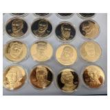Presidential Coin Collection: 24K Gold Electroplated on Sterling Silver in Blue Display Case (1560g Total Sterling Silver) 39 Total Coins