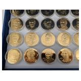 Presidential Coin Collection: 24K Gold Electroplated on Sterling Silver in Blue Display Case (1560g Total Sterling Silver) 39 Total Coins