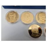 Presidential Coin Collection: 24K Gold Electroplated on Sterling Silver in Blue Display Case (1560g Total Sterling Silver) 39 Total Coins