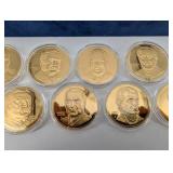 Presidential Coin Collection: 24K Gold Electroplated on Sterling Silver in Blue Display Case (1560g Total Sterling Silver) 39 Total Coins