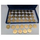 Presidential Coin Collection: 24K Gold Electroplated on Sterling Silver in Blue Display Case (1560g Total Sterling Silver) 39 Total Coins