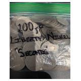 100 Mixed Date And Condition Liberty Nickels