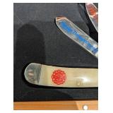 Fire Fighter Service Through Courage Commemorative Knife Set in Wood Case