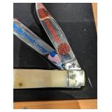 Fire Fighter Service Through Courage Commemorative Knife Set in Wood Case