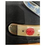 Fire Fighter Service Through Courage Cutlery Knife & Wooden Display Case
